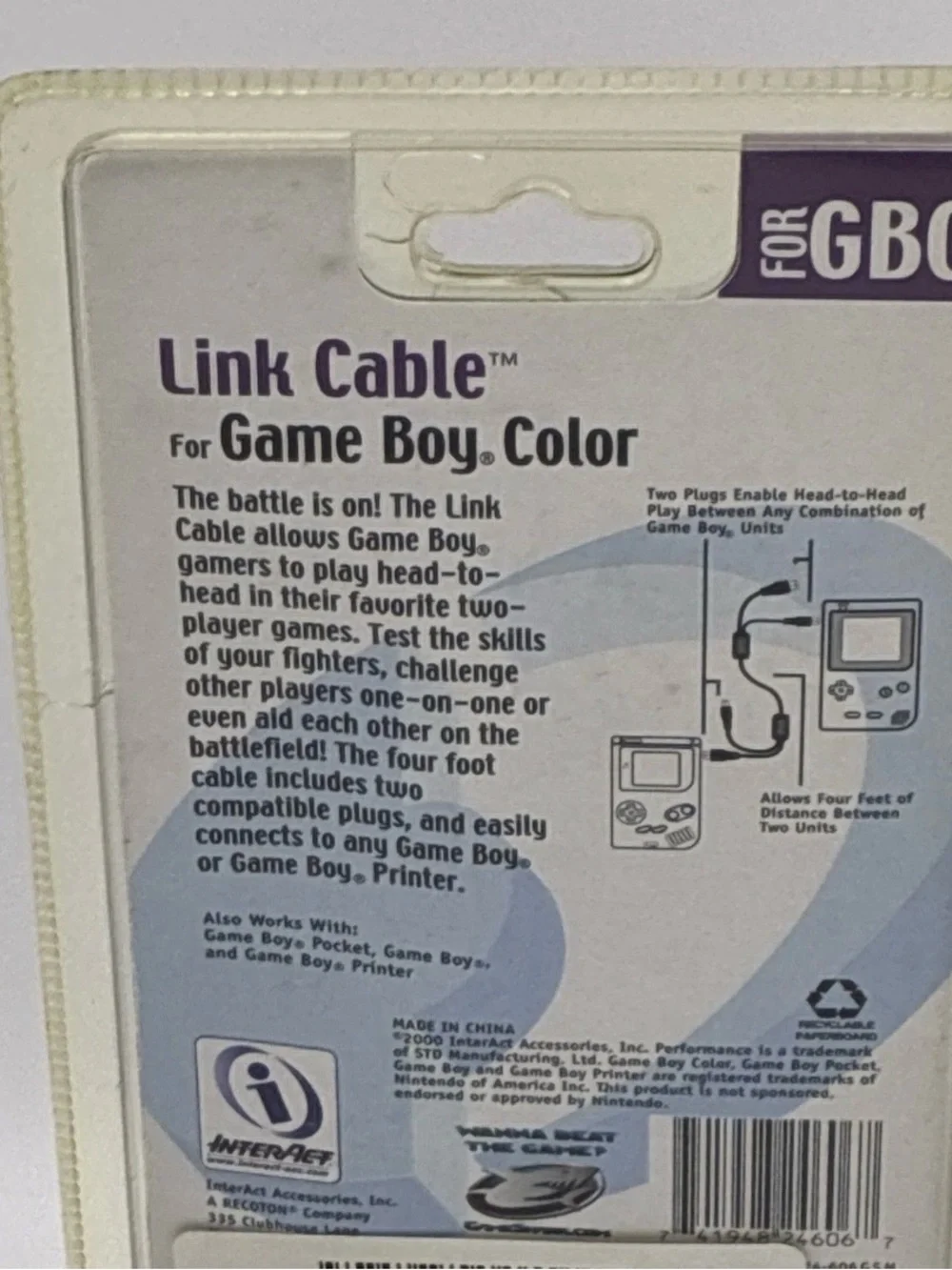 Purple Link Cable for Game Boy Color - Packaged Multiplayer Cable